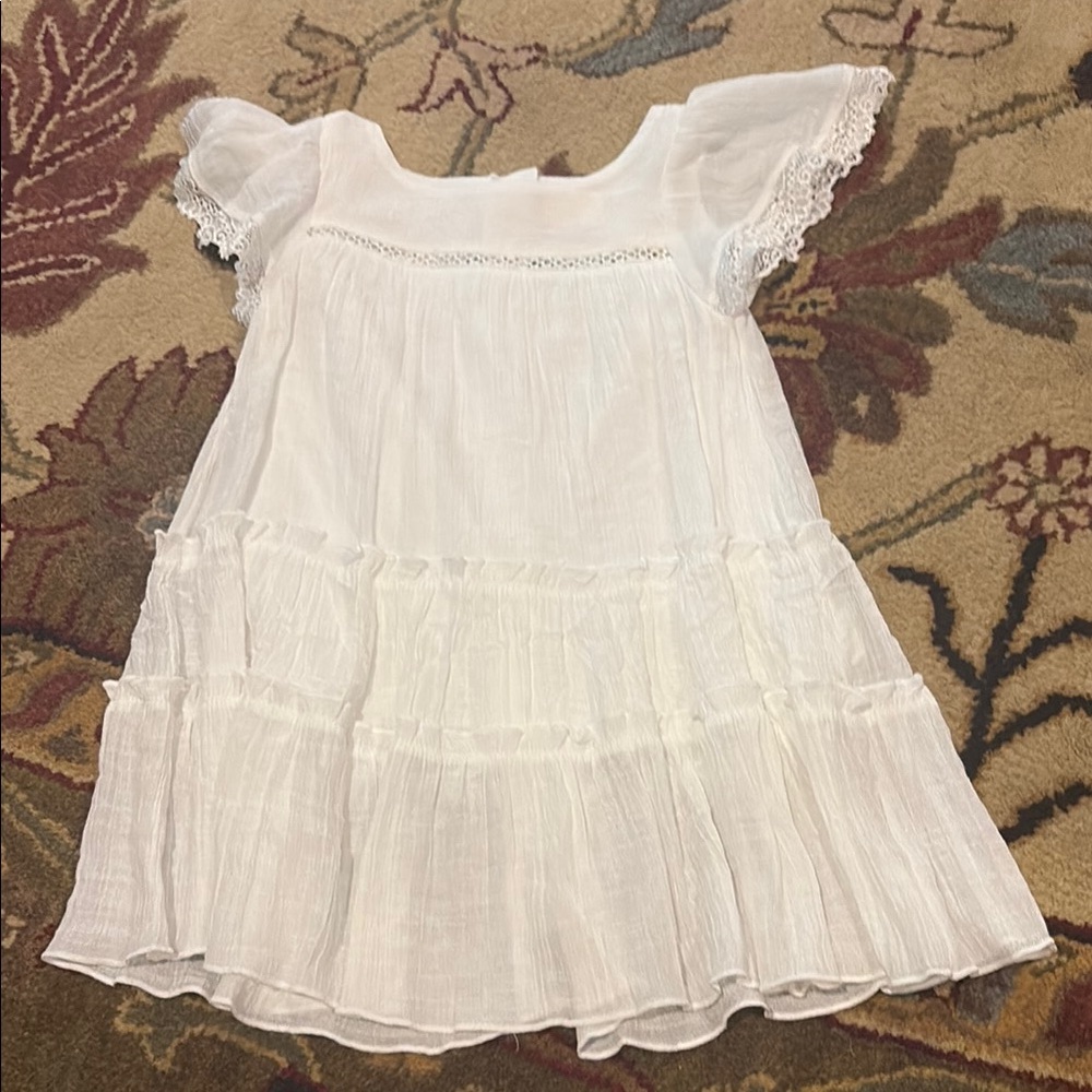 White Ruffled Tiered Sundress with Flutter Cap Sleeves